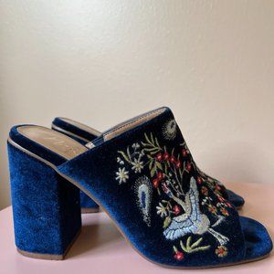 Nanette Blue Velvet Mules